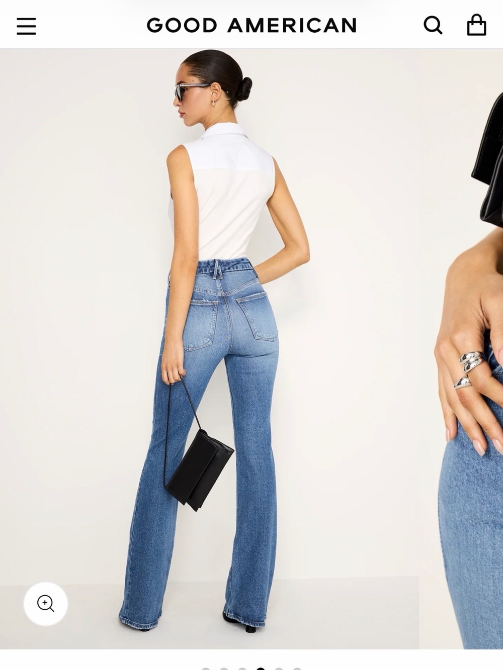 Good American “Soft Tech Good Classic Bootcut Jeans” - Picture 7 of 7